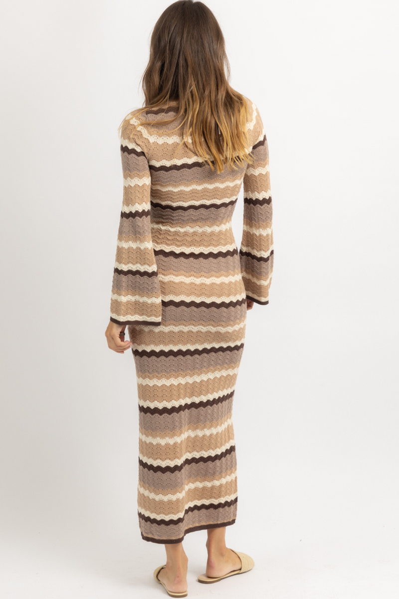 LEO COFFEE KNIT MAXI DRESS