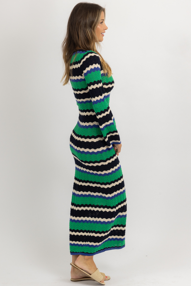 LEO GREEN KNIT MAXI DRESS