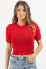 LIVY RED BOUCLE TOP