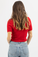 LIVY RED BOUCLE TOP