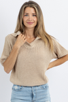 LOTTIE STONE COLLARED KNIT TOP *BACK IN STOCK*