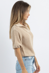 LOTTIE STONE COLLARED KNIT TOP *BACK IN STOCK*