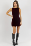 LOUISA BURGUNDY VELVET DRESS