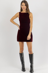 LOUISA BURGUNDY VELVET DRESS