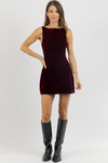 LOUISA BURGUNDY VELVET DRESS