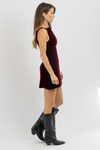 LOUISA BURGUNDY VELVET DRESS