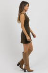 LOUISA OLIVE SUEDE DRESS