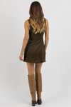 LOUISA OLIVE SUEDE DRESS