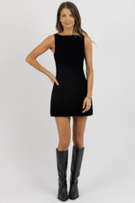 LOUISA BLACK SUEDE DRESS