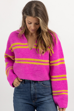 LOUIS FUCHSIA COLLARED SWEATER