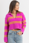 LOUIS FUCHSIA COLLARED SWEATER