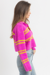 LOUIS FUCHSIA COLLARED SWEATER