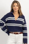 LOUIS NAVY COLLARED SWEATER