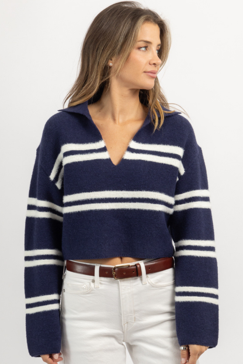 LOUIS NAVY COLLARED SWEATER