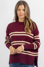 LUCILLE BURGUNDY STRIPE SWEATER