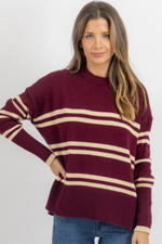 LUCILLE BURGUNDY STRIPE SWEATER