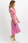 LULA PINK MERROW EDGE MIDI DRESS