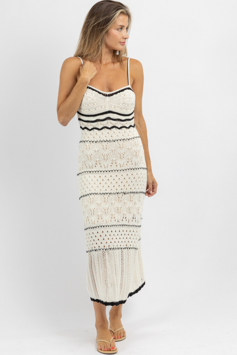 LUNA WHITE + BLACK CROCHET DRESS
