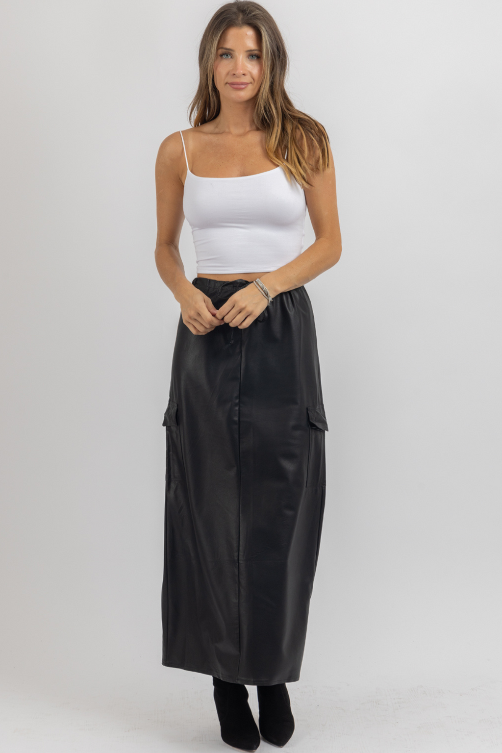 MACK LEATHER CARGO SKIRT