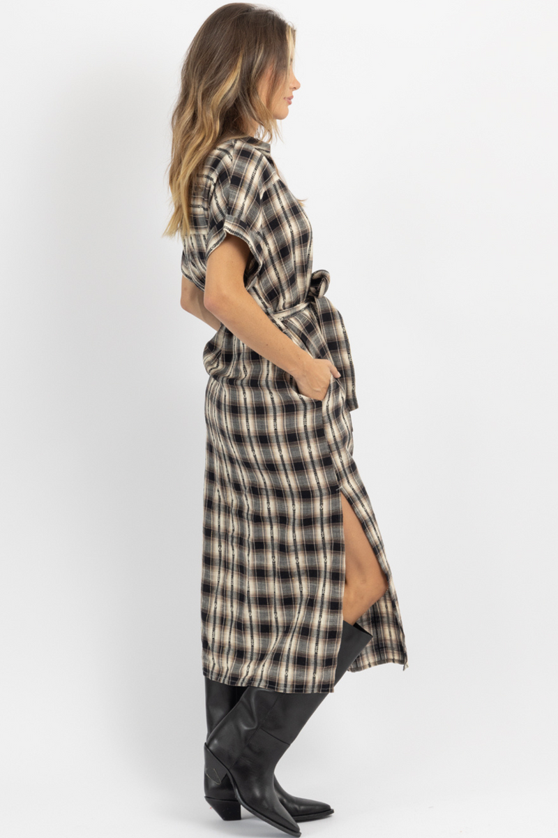 Plaid maxi top shirt dress