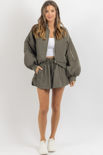 MALIBU OLIVE BOMBER + SHORT SET