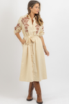 MARGO TAUPE EMBROIDERED DRESS