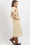 MARGO TAUPE EMBROIDERED DRESS