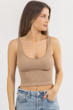 MEDIUM NUDE V-RIBBED SLEEVELESS CROP