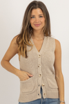 MEREDITH TAUPE BUTTON SWEATER VEST