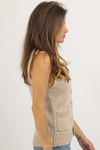 MEREDITH TAUPE BUTTON SWEATER VEST