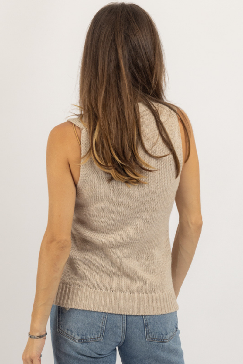 MEREDITH TAUPE BUTTON SWEATER VEST