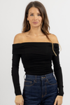 MIDNIGHT OFF SHOULDER BODYSUIT