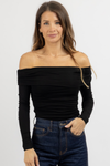 MIDNIGHT OFF SHOULDER BODYSUIT