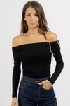 MIDNIGHT OFF SHOULDER BODYSUIT