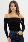 MIDNIGHT OFF SHOULDER BODYSUIT
