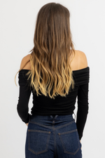 MIDNIGHT OFF SHOULDER BODYSUIT