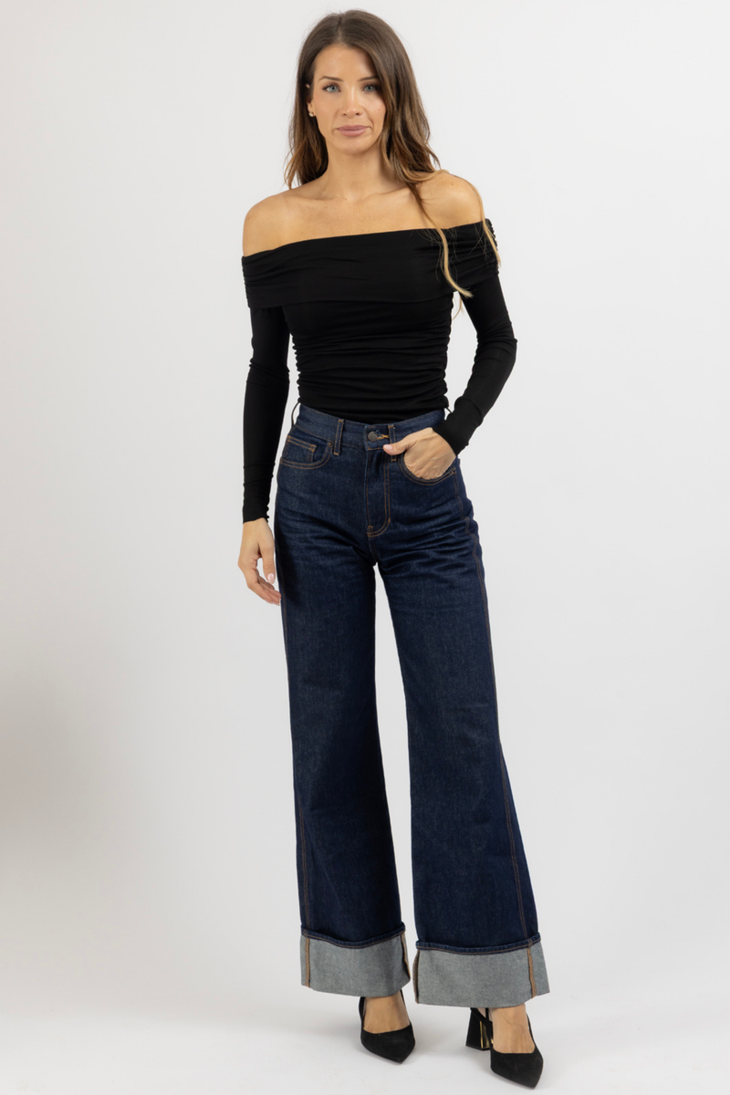 MIDNIGHT OFF SHOULDER BODYSUIT