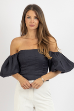 MIDNIGHT STATEMENT SLEEVE TOP