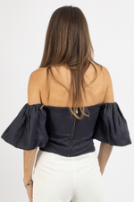 MIDNIGHT STATEMENT SLEEVE TOP