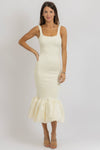 ANNELISE CREAM MIXED MEDIA DRESS