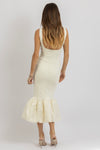 ANNELISE CREAM MIXED MEDIA DRESS