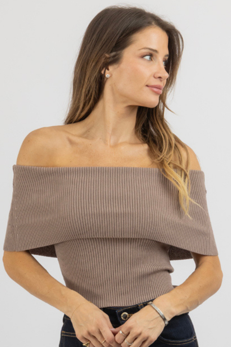 ROWAN TAUPE KNIT TOP