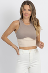 MOLLY TAUPE COLOR BLOCKED CROP *BACK IN STOCK*