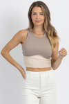 MOLLY TAUPE COLOR BLOCKED CROP *BACK IN STOCK*