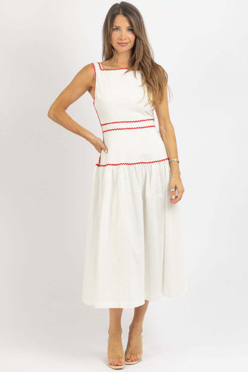 MONA TRIM MIDI DRESS