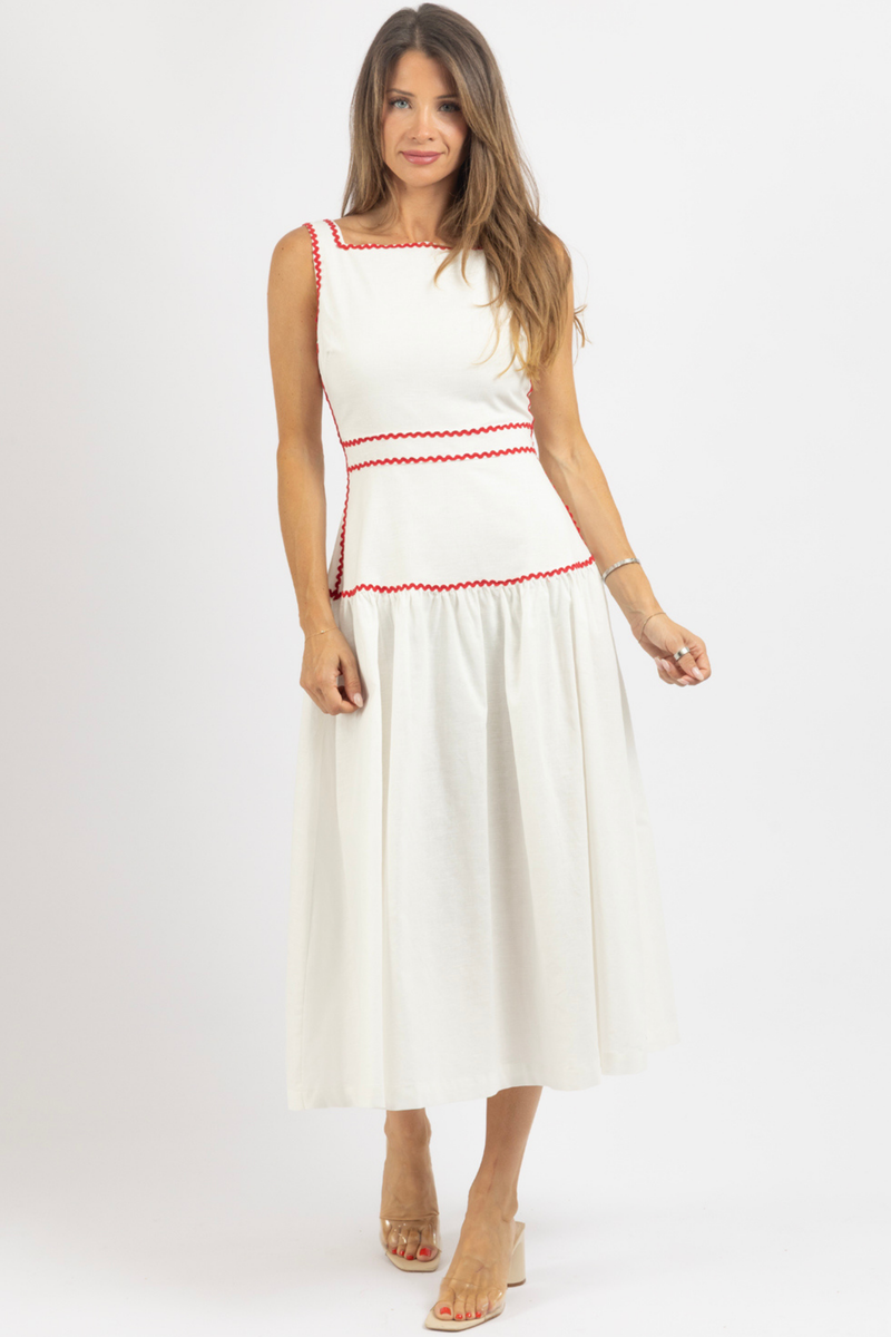MONA TRIM MIDI DRESS