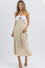 MONIKA NEUTRAL HALTER MIDI DRESS *BACK IN STOCK*