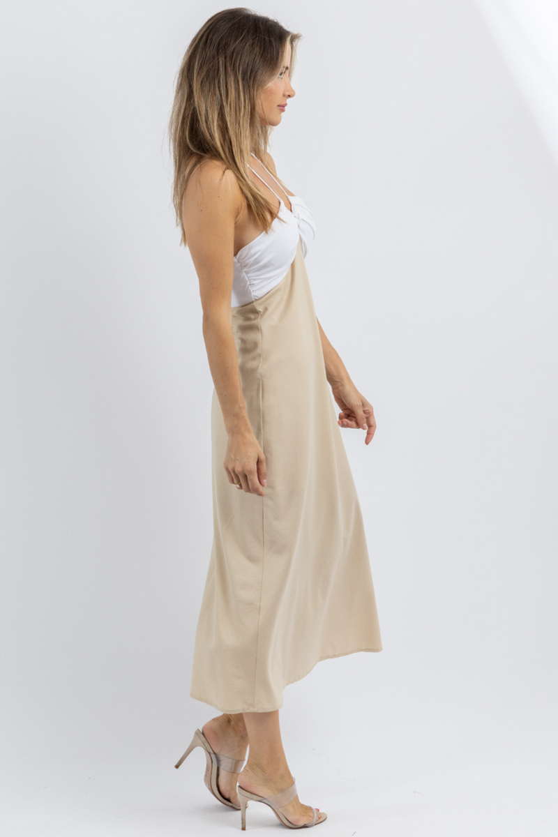 MONIKA NEUTRAL HALTER MIDI DRESS *BACK IN STOCK*