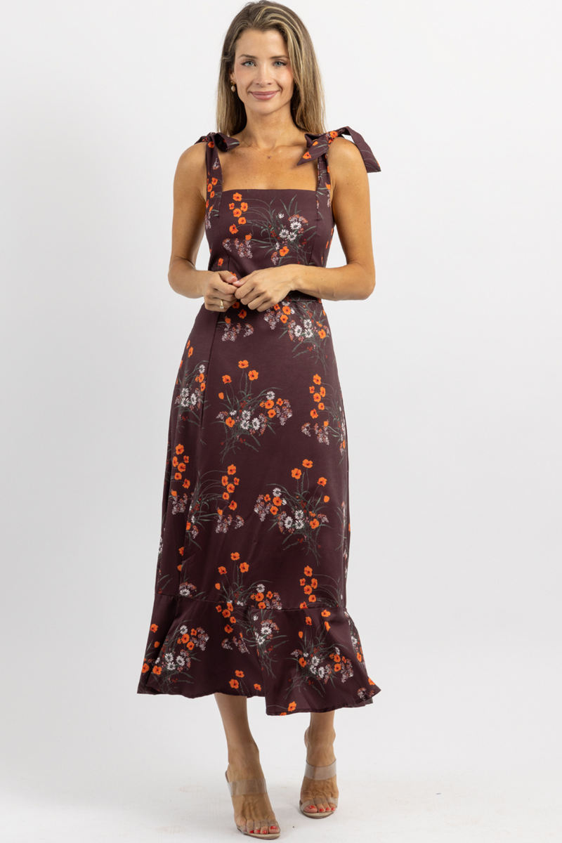 MOON BAY TIE STRAP MIDI DRESS