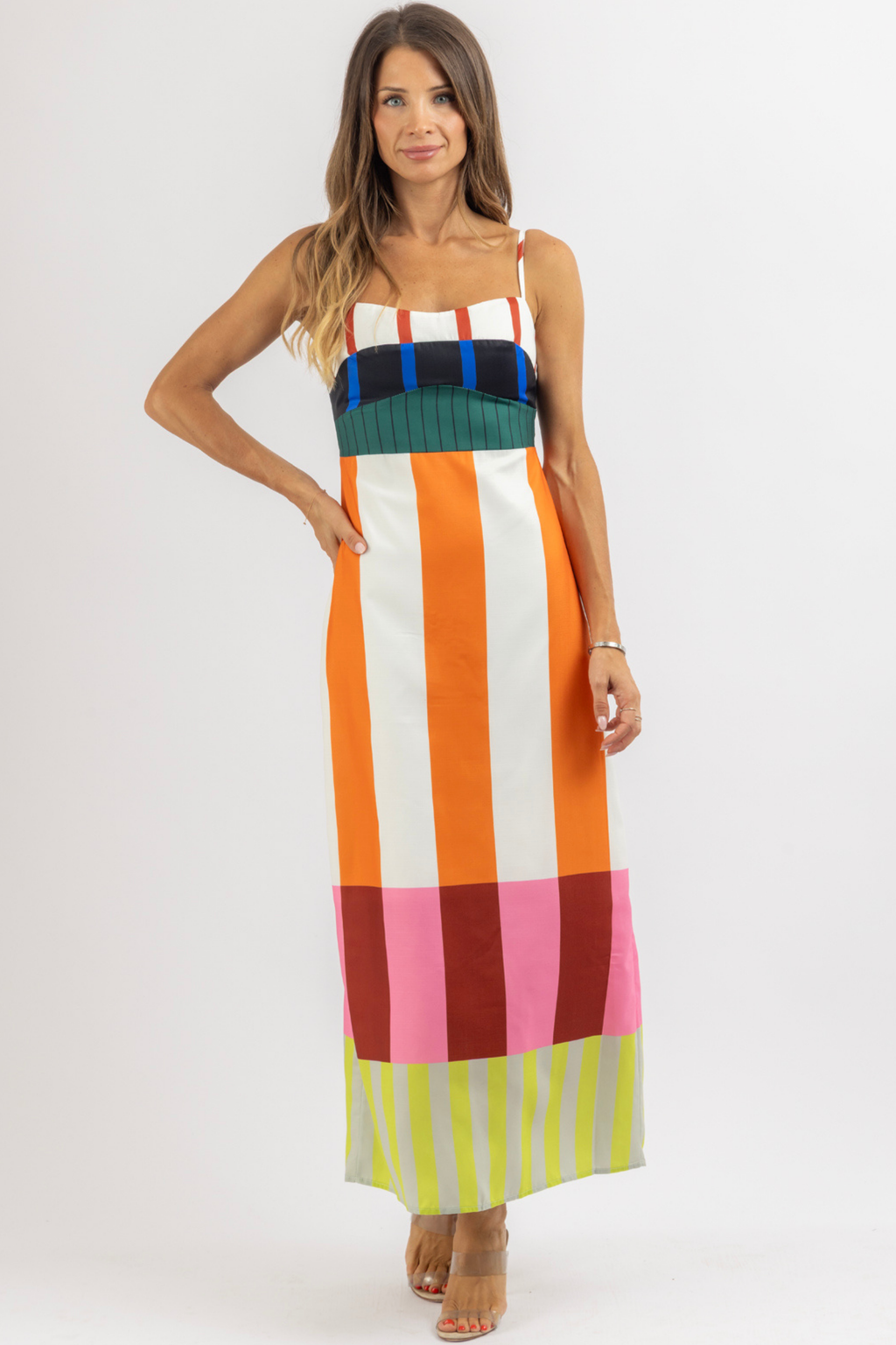 SATYA STRIPED MIDI DRESS